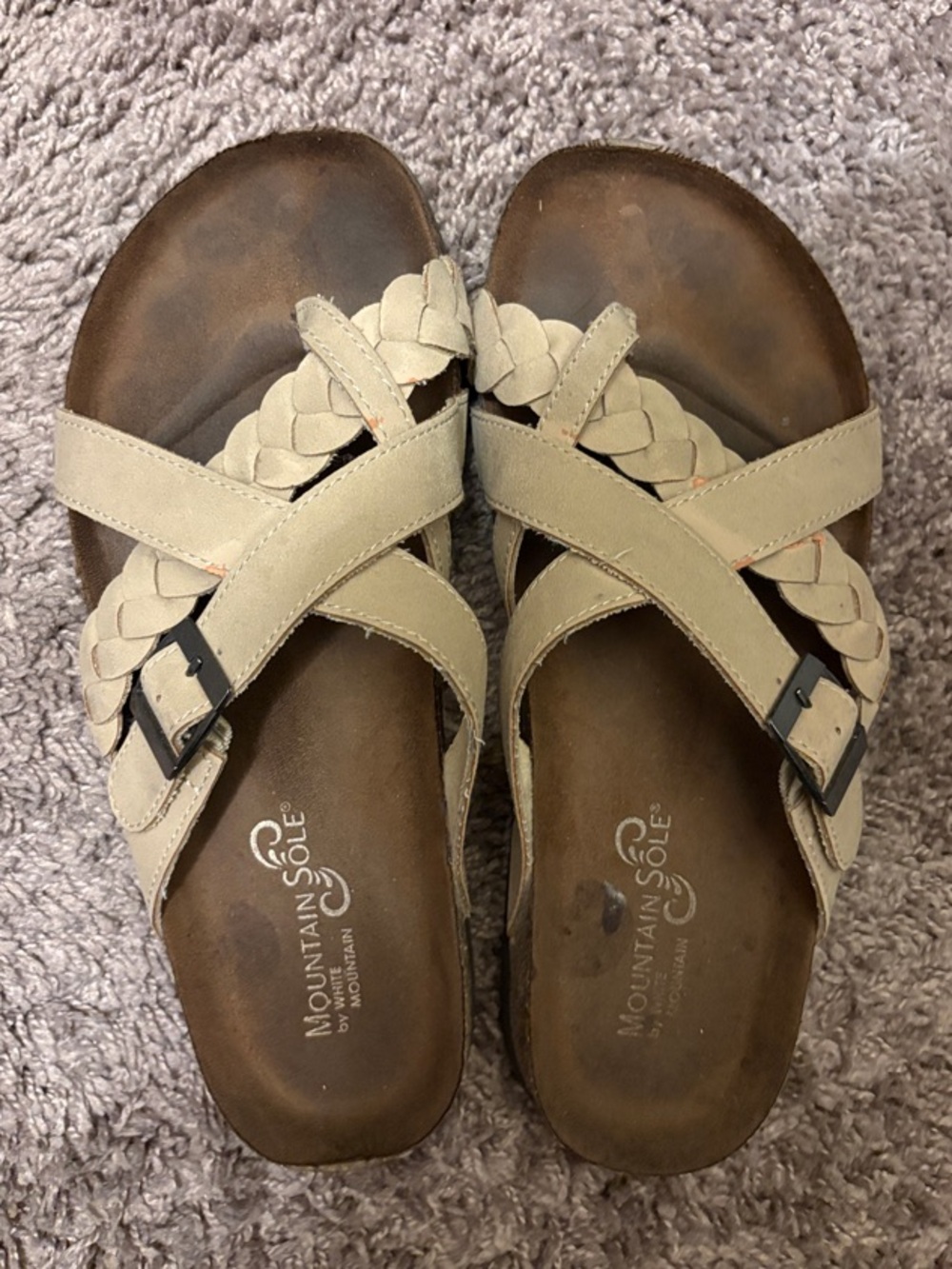 Mountain Sole Women's Braided Slide Sandals in Beige